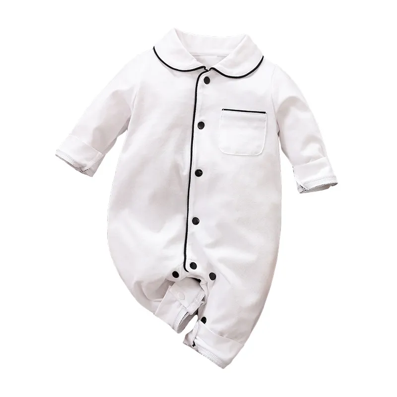 Recién nacido niña niño mamelucos algodón otoño primavera infantil niño homesuit bebe mono con cuello bolsillo ropa ropa de bebé 210309