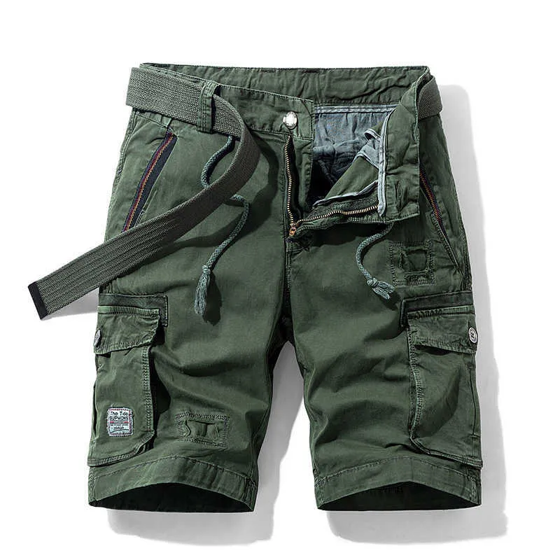 Män Sommar Taktisk Bomull Cargo Shorts Casual Breeches Bermuda Fashion Pants Camouflage Beach 210714