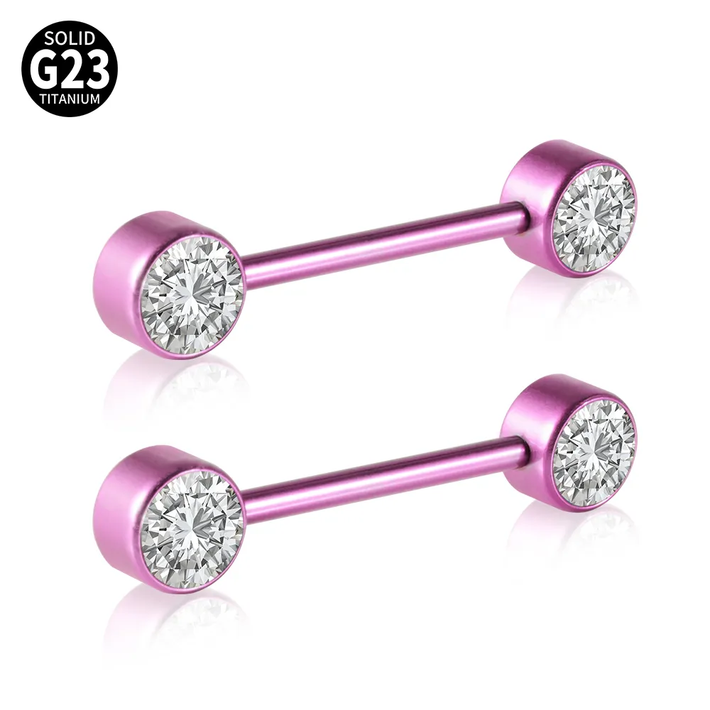 2 adet G23 Titanyum Seksi Kalkanı Barlar Piercing Opal CZ Gem 14G Dahili İplik Meme Barbells Kadınlar Trendy Mamilo Takı