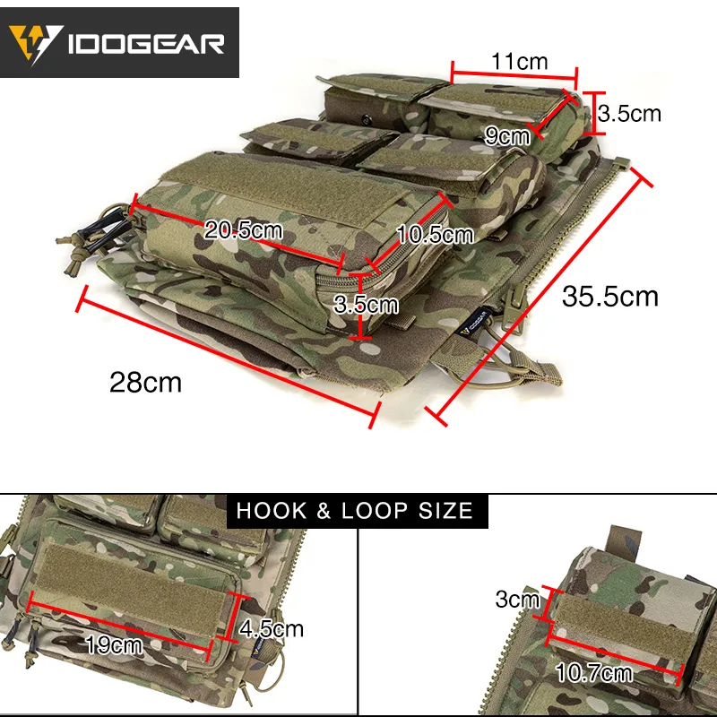 Idogear Tactical сумка сумка на молнии на панели модульный рюкзак для пластины W / MAG AVS JPC2.0 CPC жилет 3573 220218