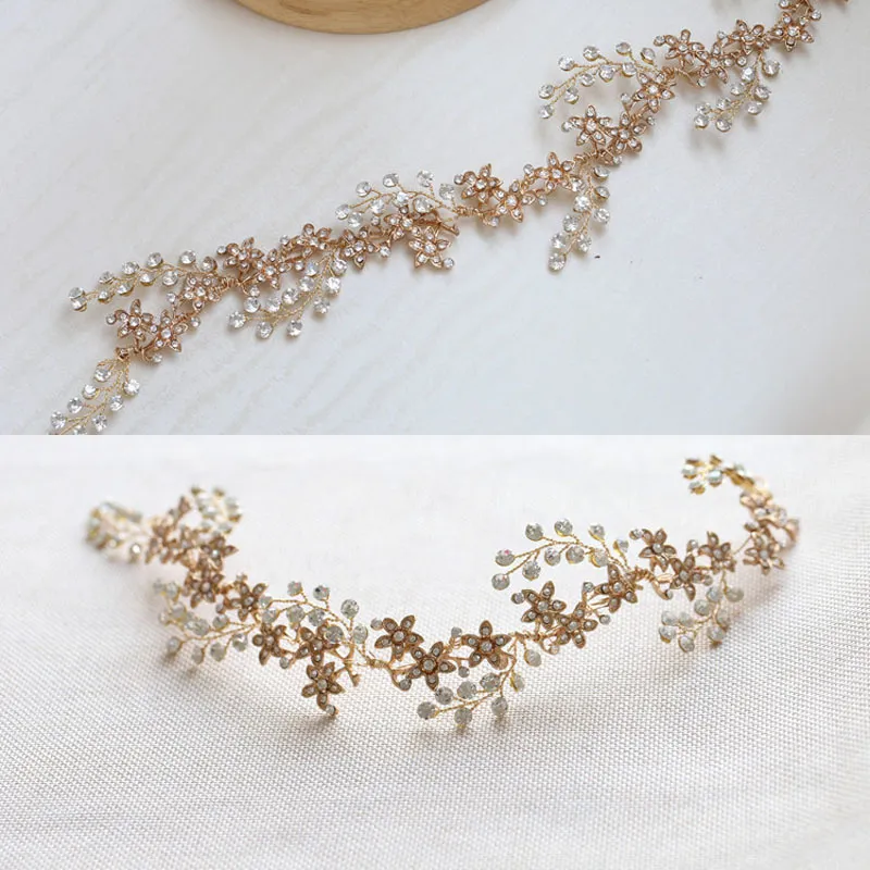 SLBRIDAL FAITES FABLES GOLDEN CHINESTONS CRISTAL MARIAGE BAND BRIDAL VINE ACCESSOIRES DE CHEUR ACCESSIONS BRIDES BRIDES