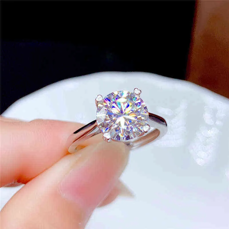 Moissanit Ring 0 5CT 1CT 2CT 3CT VVS Lab Diamant Feiner Schmuck für Frauen Hochzeit Party Jahrestag Geschenk Echt 925 Sterling Silber Y238M