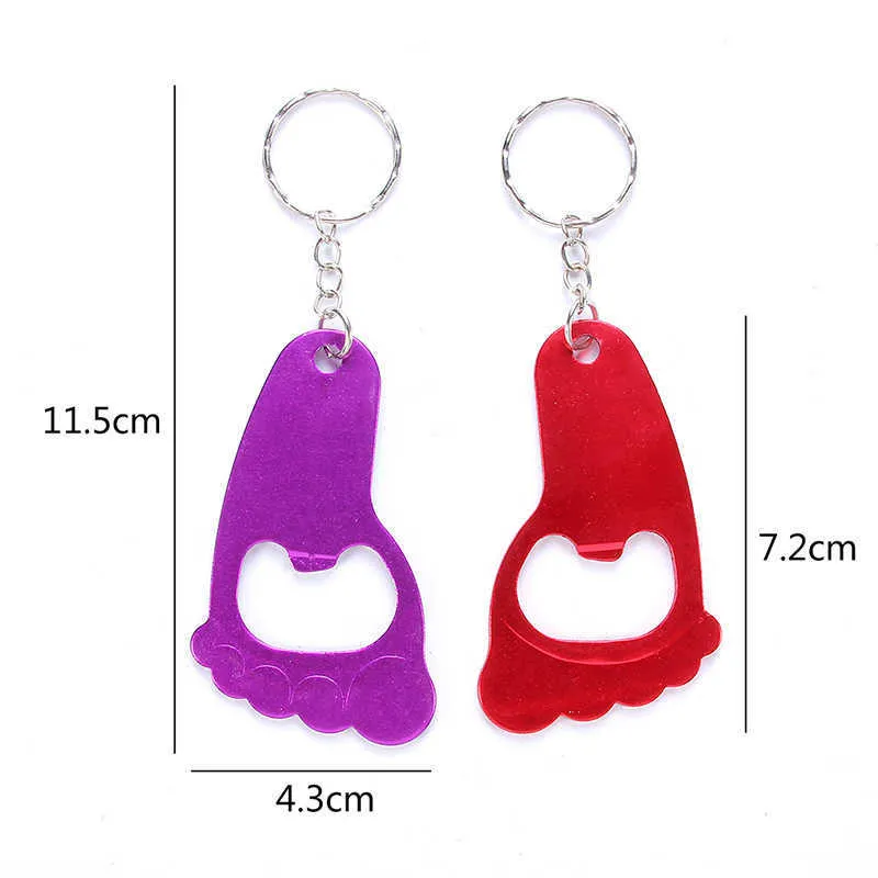 6 pièces/ensemble nouvelle mode créative modèle coloré pied décapsuleur porte-clés populaire polyvalent métal porte-clés porte-clés bijoux G1019