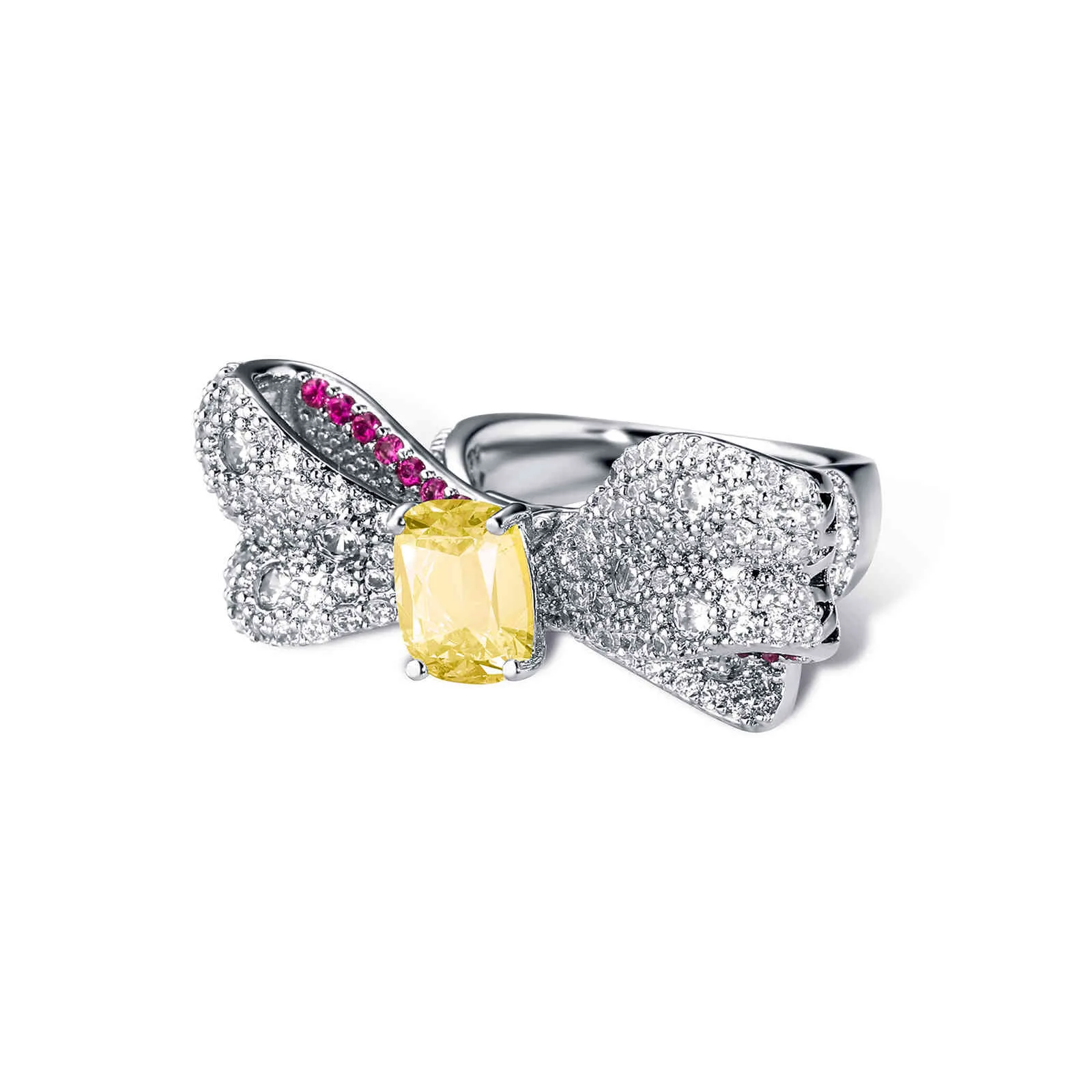 JINAO 2021 rose jaune Zircon arc anneau haute qualité réglage de la broche AAA + CZ pierres femmes bijoux pour cadeau