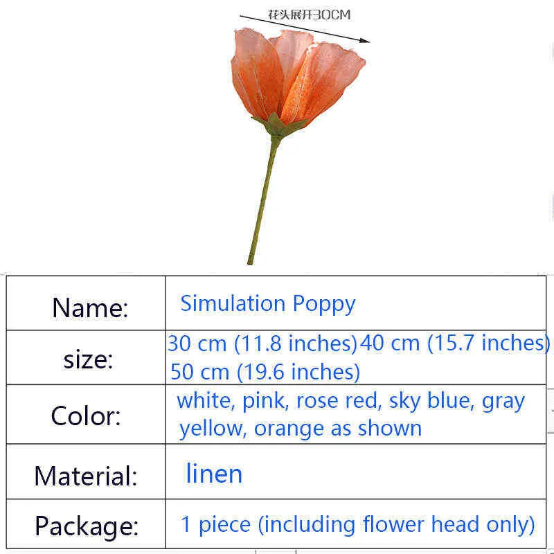 Artificial Giant Poppies Wedding Fake Large Flower Wall Bakgrund Display Road Shopping Mall Window Shooting Props 211120