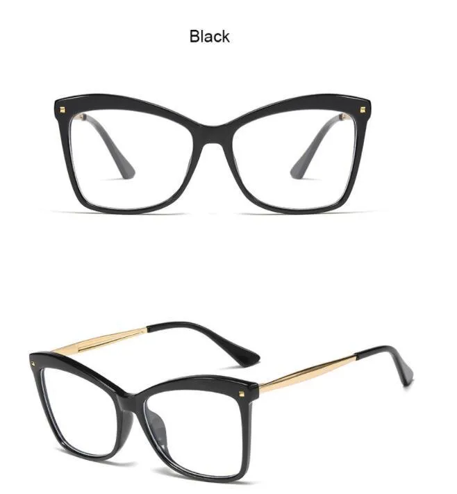 Solglasögon katt ögon svarta glas ramar kvinnor män dator glasögon överdimensionerade optiska glasögon läsning gafas lunette 0 till 6 0270l