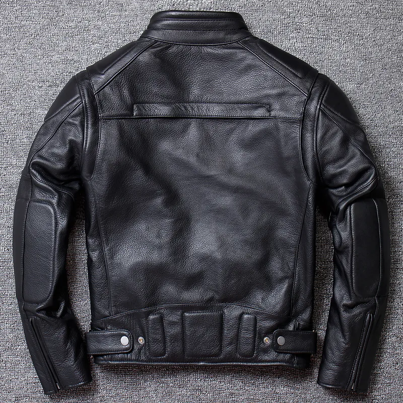 Vintage äkta läderjacka män svart pilot flygvapen flyg motorcykel biker Real cow jackor coats plus storlek 5xl jaqueta