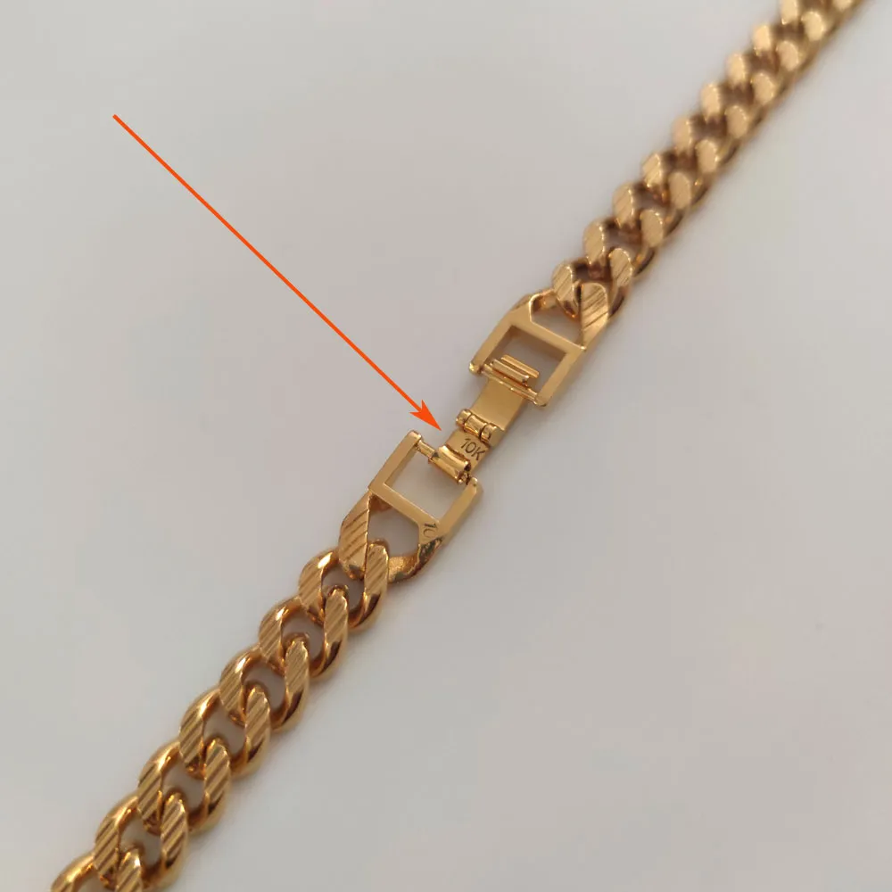 Klassiker 10k Fint fast guldfinish Stripe Cuban Curb Chain Halsband 24 Tunga smycken tjockt320q
