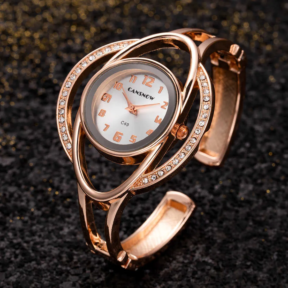 Luksusowa kryształowa moda kwarcowa diamentowa bransoletka dla nadgarstka złota i srebrny prezent dla dziewczyny Monte Women G230529