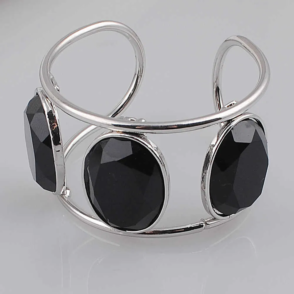 Big Cuff Bracelets for Women New Trendy Plated Round Jewelry Hollow Design Wide Bangles Bracelets Q0719