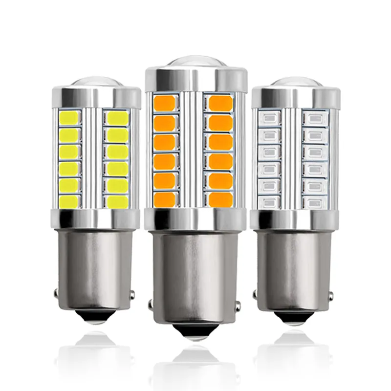 Indicatore di direzione auto P21W LED 1156 BA15S PY21W BAU15S 1157 BAY15D P21/5W 33SMD Lampadina T20 7443 W21/5W LED Lampada ambra bianca