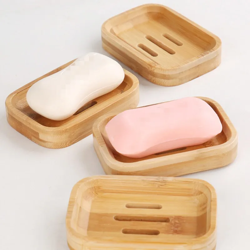 Plats de savon en bambou Boîte de rangement de rangement