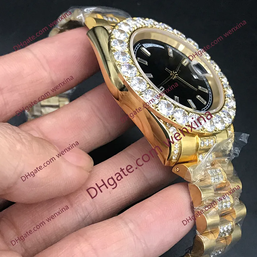 1 Orologio con diamanti di alta qualità Deluxe 43mm Orologi da uomo lettere romane Lunetta scanalata montre de luxe 2813 automatico in acciaio impermeabile Wr9305145