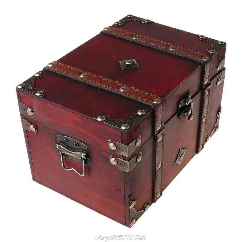Coffre au trésor Vintage boîte de rangement en bois Style Antique organisateur de bijoux pour bibelot maison masque F17 21 livraison directe 211102