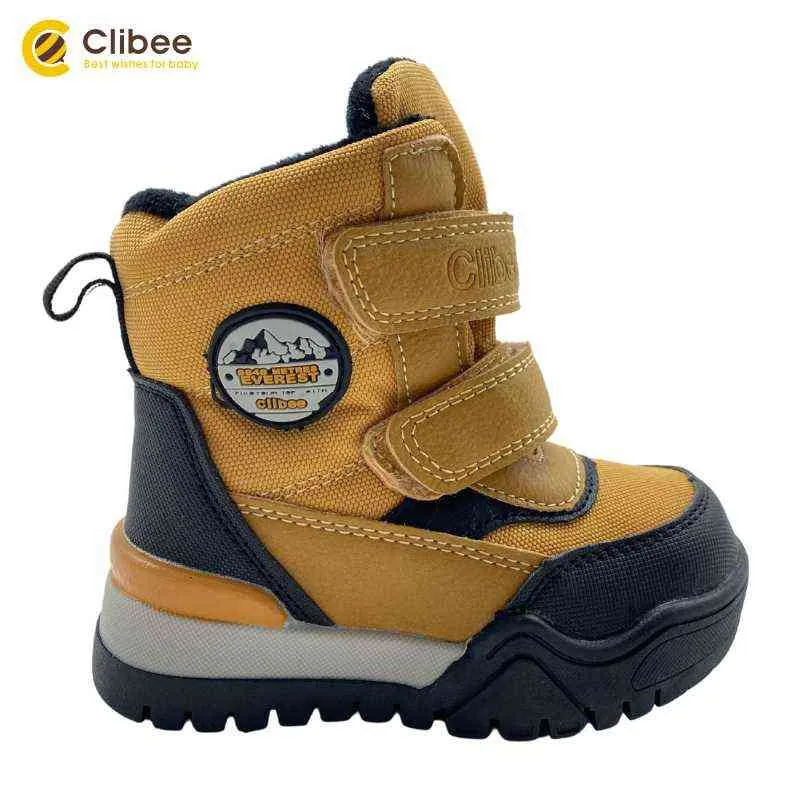 CLIBEE Repelente al agua Niños Botas de nieve de invierno Zapatos cálidos para niños Zapatos al aire libre Niños pequeños Niños Forro de felpa Bota 22-27 211108