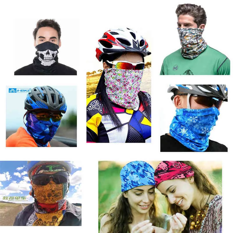 Unisexe élastique tête visage cou guêtre Tube Bandana écharpe anti-poussière Bandana demi visage écharpes en plein air cyclisme accessoires Y1229