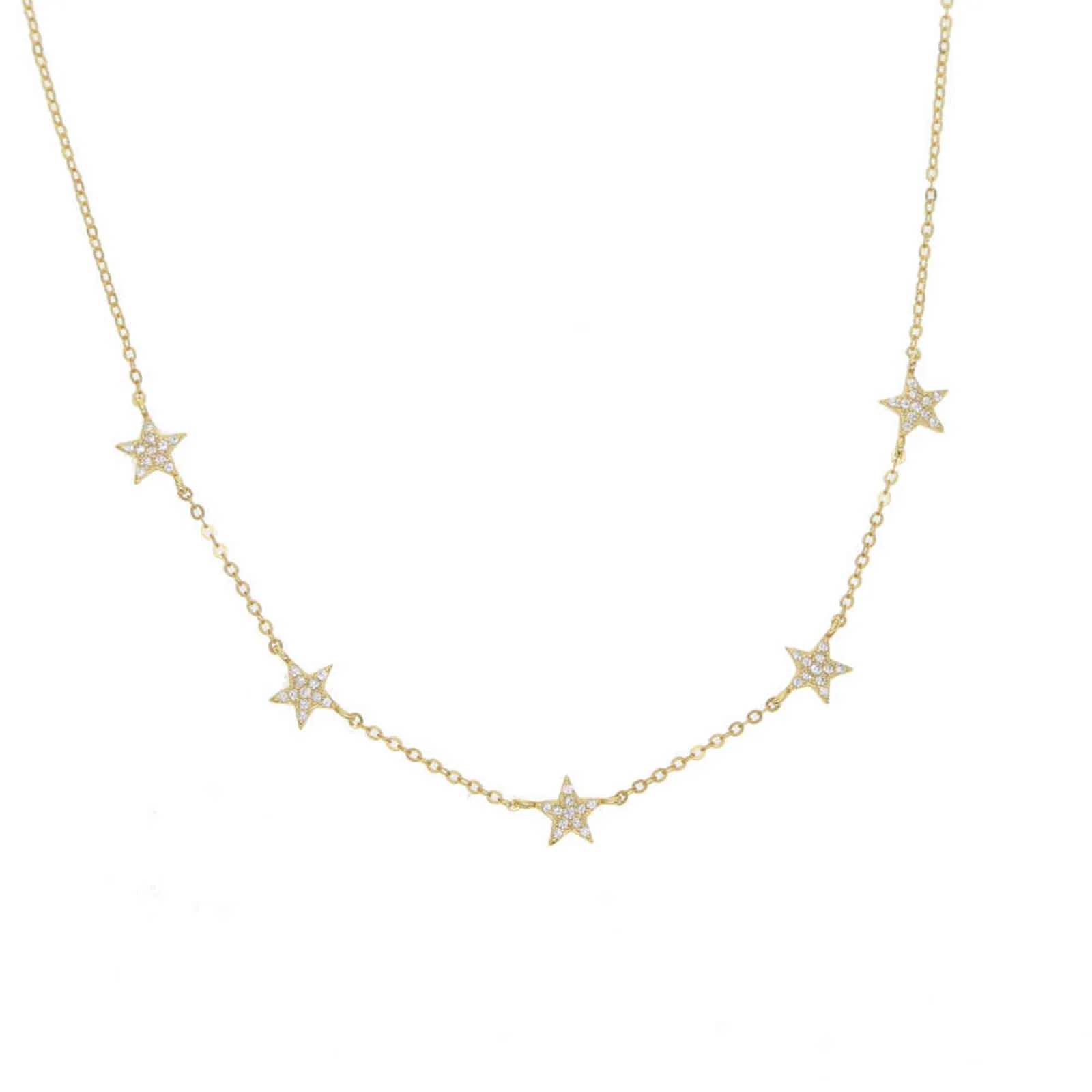 Christmas gift vermeil 925 sterling silver cute star choker charm necklaces charming women jewelry fine silver necklace 2111244015211