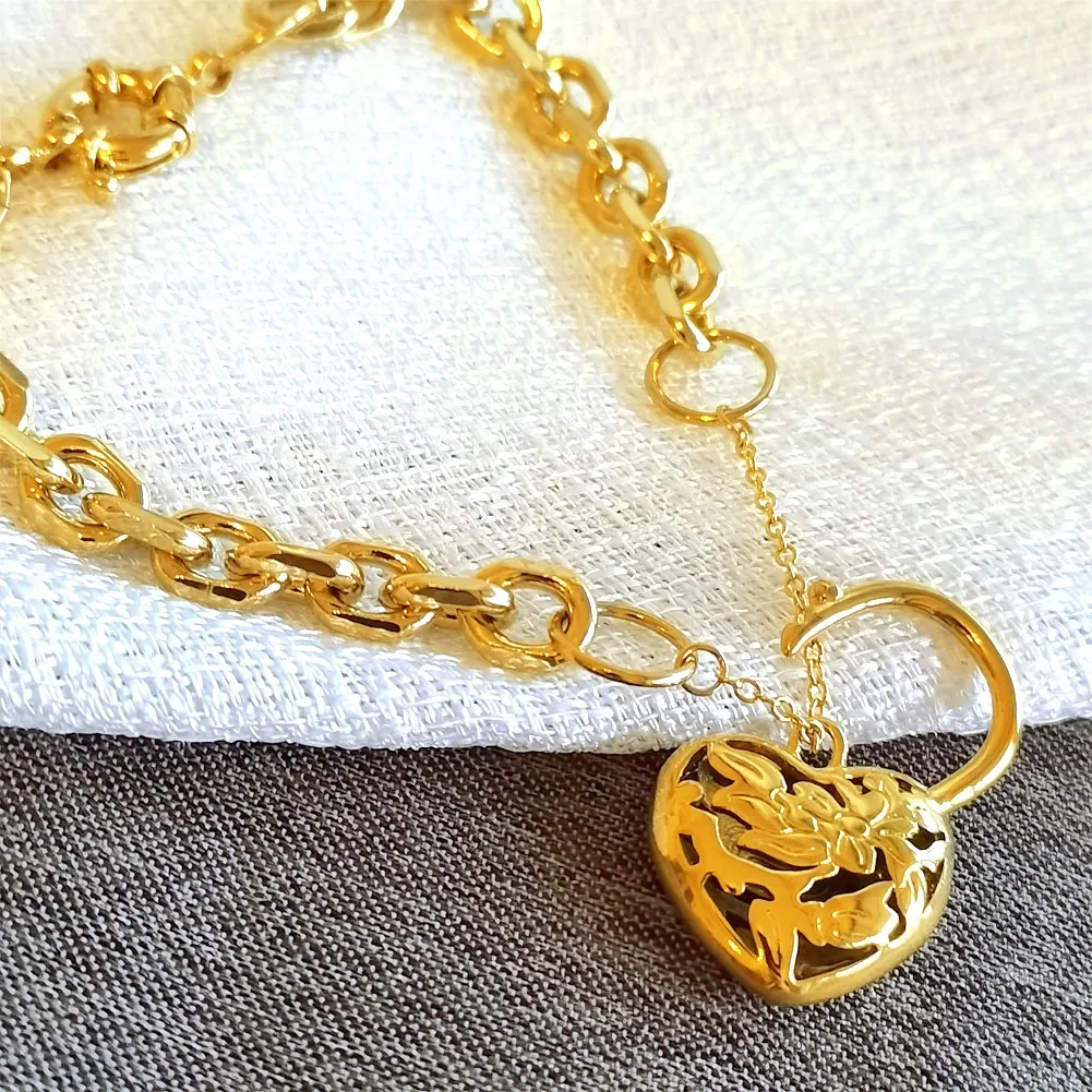 Pulseira de corrente de pé de ouro 18k com elo belcher para homens e mulheres