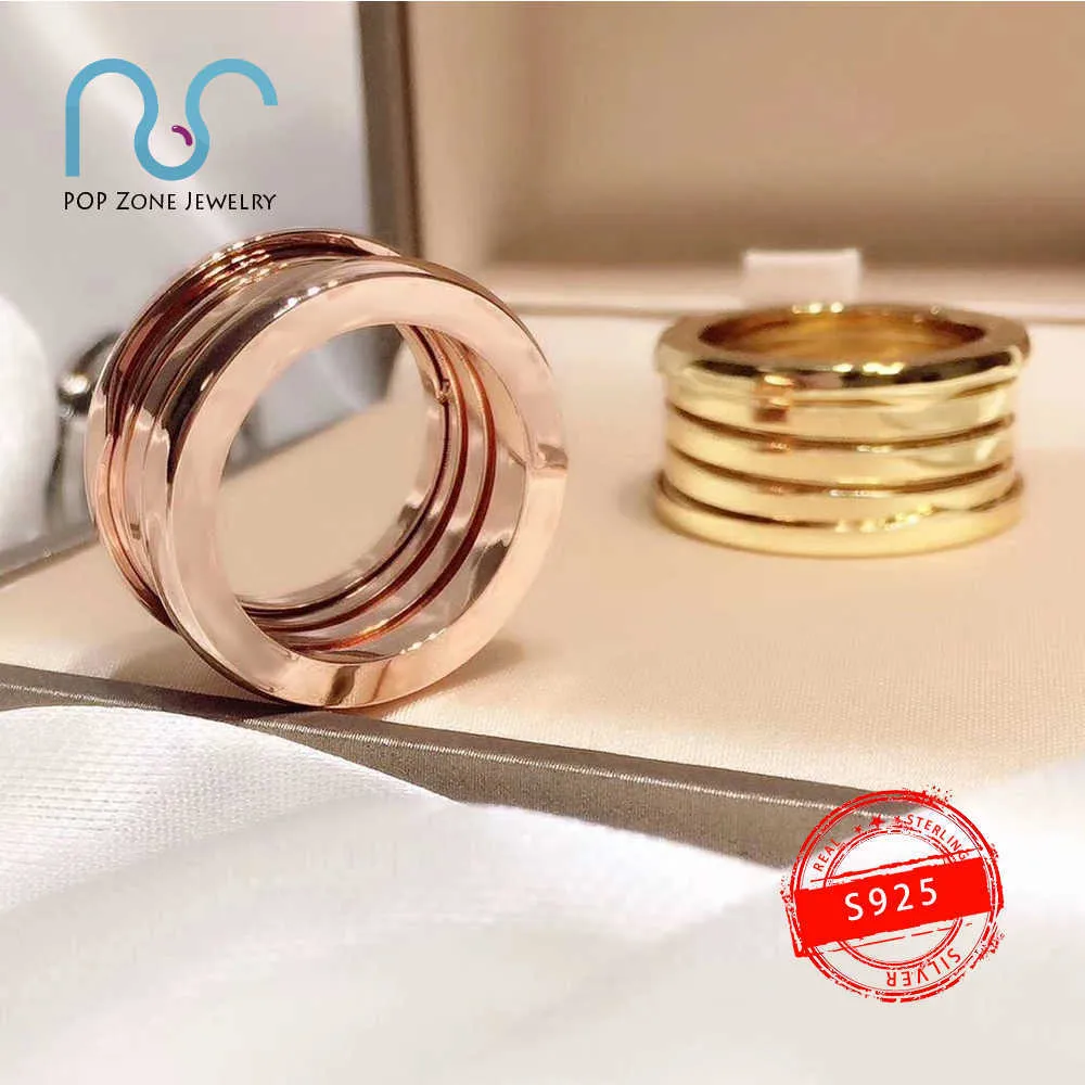 S925 Sterling Silver Ring Brand Zero Ring Spring Ring Luxury Original Trendy Design Anniversary Party For Women Lovers With 210623205H