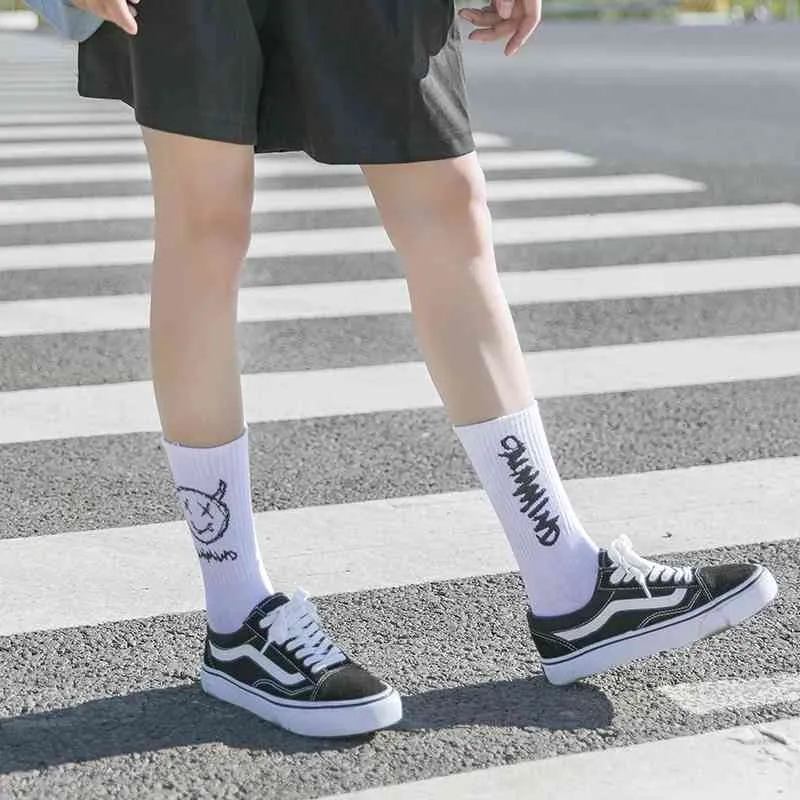 Japanese Cotton Socks Men Women Couples Grimace Tall Hip-hop Wild Fashion Cartoon Anime Socks Street Skateboard Happy Funny Sock