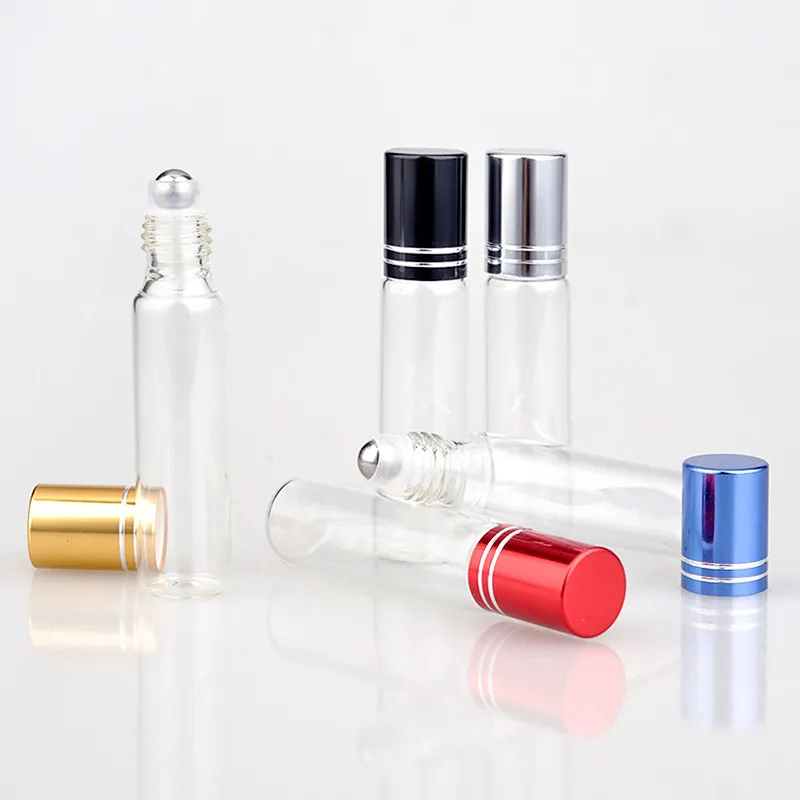 20 pz/lotto 5ml 10ml Bottiglie di Profumo di Vetro Con Roll On Olio Essenziale Cosmetico Vuoto Il Rullo A Sfera In Acciaio Da Viaggio