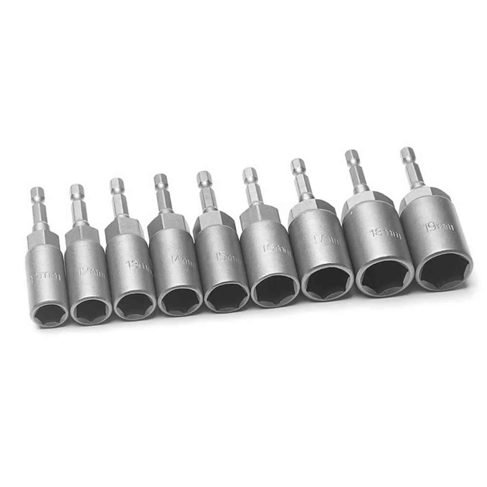 10/80mm Longueur Deepen Power Nut Driver Drill Bit Set 5.5-19MM Impact Socket Adaptateur pour Outils Électriques 6.35MM Hex Shank 211110