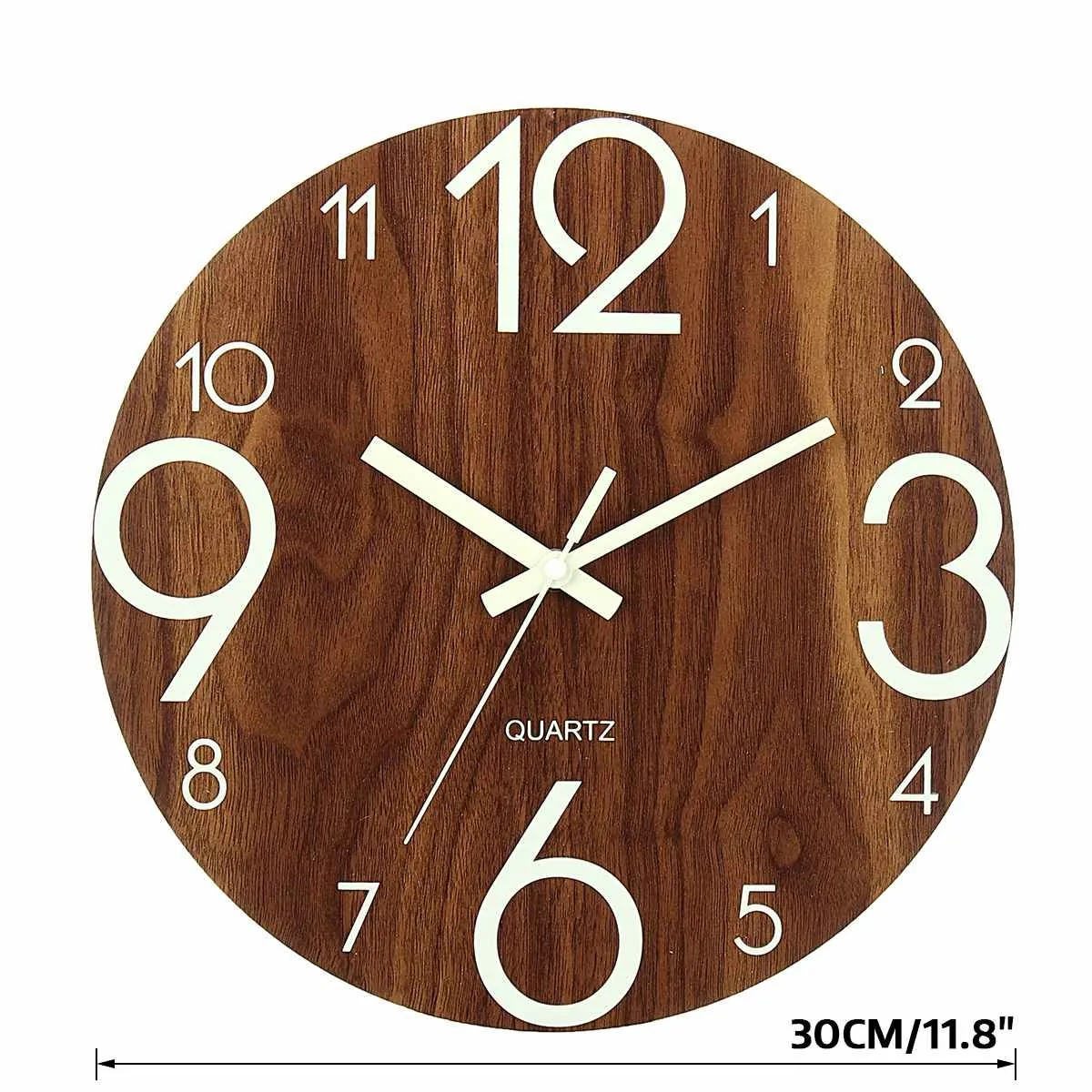 Horloge murale lumineuse chaude, horloges murales de cuisine silencieuses en bois de 12 pouces avec veilleuses pour salon intérieur/extérieur 210310