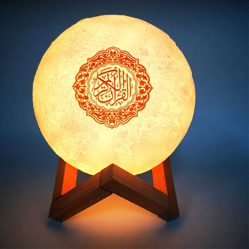 Islam haut-parleurs Bluetooth coran sans fil musulman 3D lune tactile veilleuse haut-parleurs coran avec lumière coran lampe Y0910