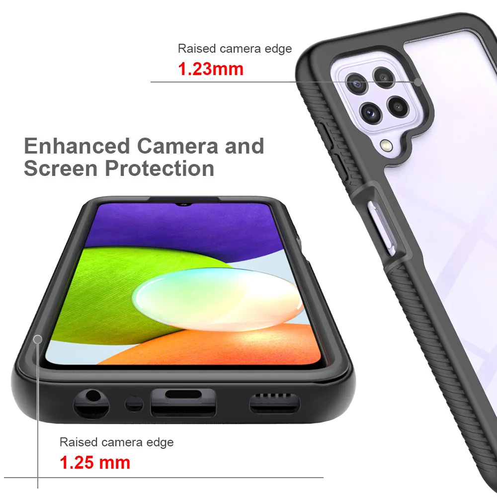 Non-slip Soft TPU Bumper Transparent Acrylic Hard PC Shockproof Cases For Samsung Galaxy A22 4G 5G Protective Back Cover Fundas
