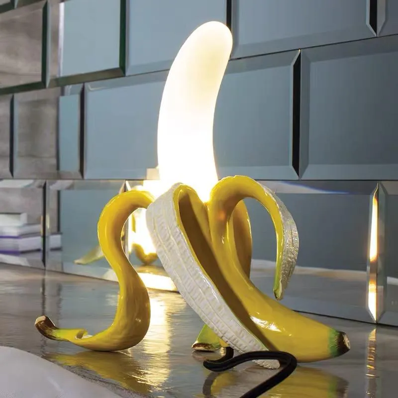 Настольные лампы, итальянская лампа-банан, современная светодиодная смола, стекло для спальни, скандинавский домашний декор, дизайнерский светильник BedsideTable248A