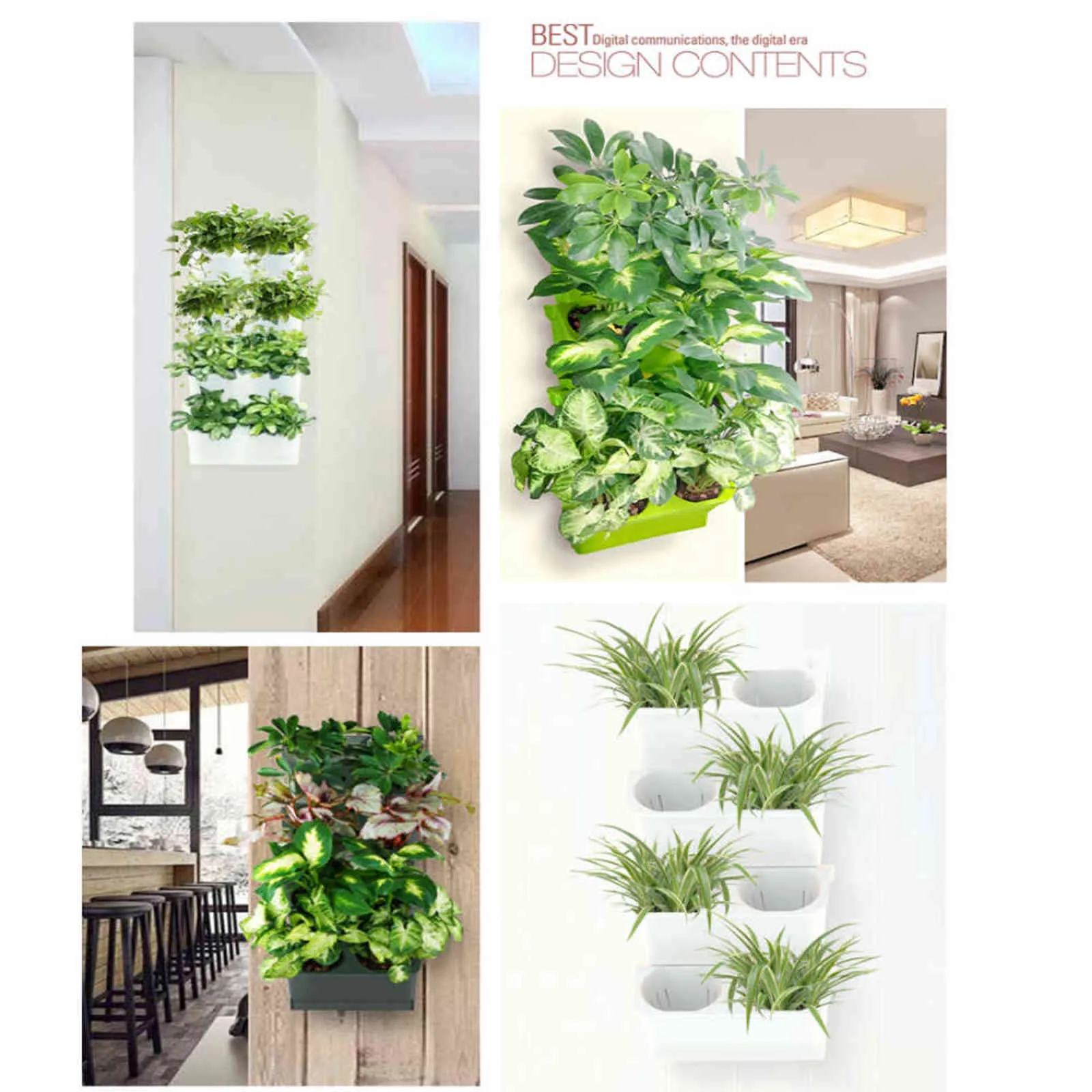 AMKOY Auto-arrosage Pot de fleur empilable mur planteur jardin plastique suspendu vertical plante succulente bonsaï maison 211130