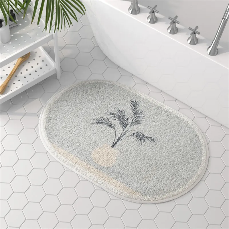 Morandi Shower Mat Microfiber Bathtub Side Floor semicircle Entrance Mats Toilet Pet Rugs Doormat Bathroom Tapis Salle De Bain 220301