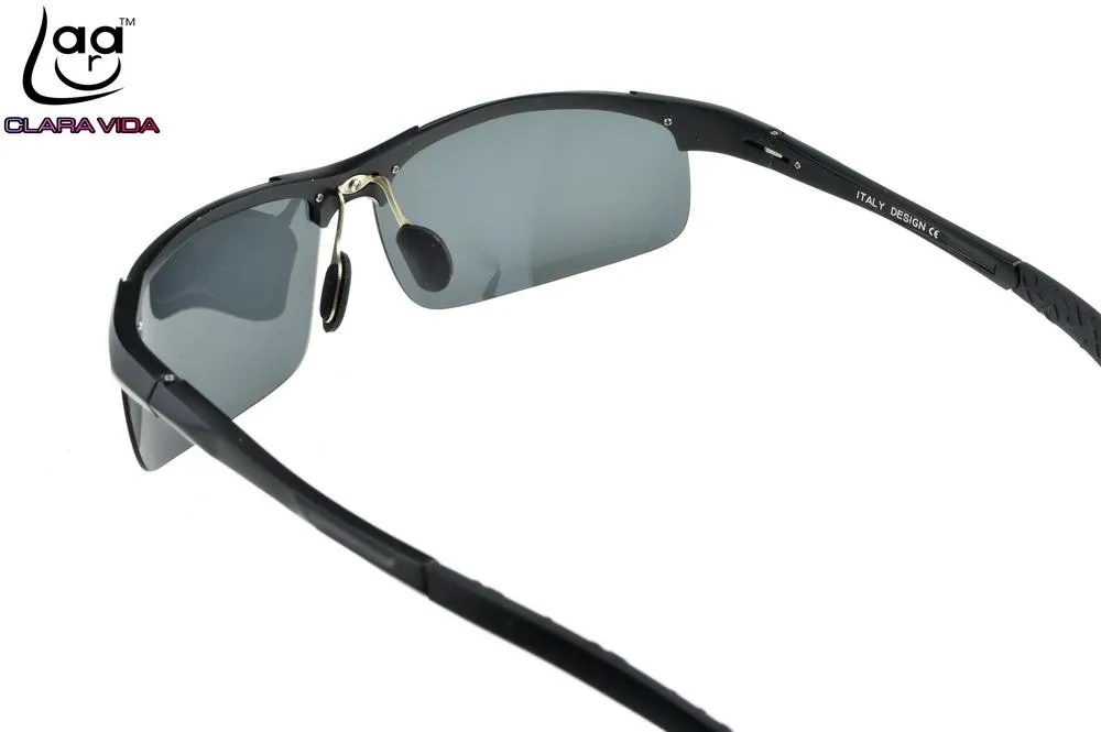 Solglasögonmärke Clara Vida Al-Mg Alloy Sport Polariserade Mens UV400 Polaroid Extreme Sport som kör utomhusdesigner Sun Glasses2261