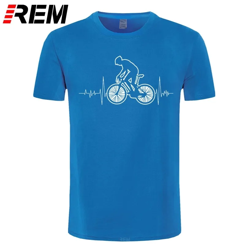 Rem Mountainbike MTB T Shirt Varumärke Kläder Cyklar Skjorta Mountainbike Heartbeat Rolig Cykel Cykling Present T-shirt 210317