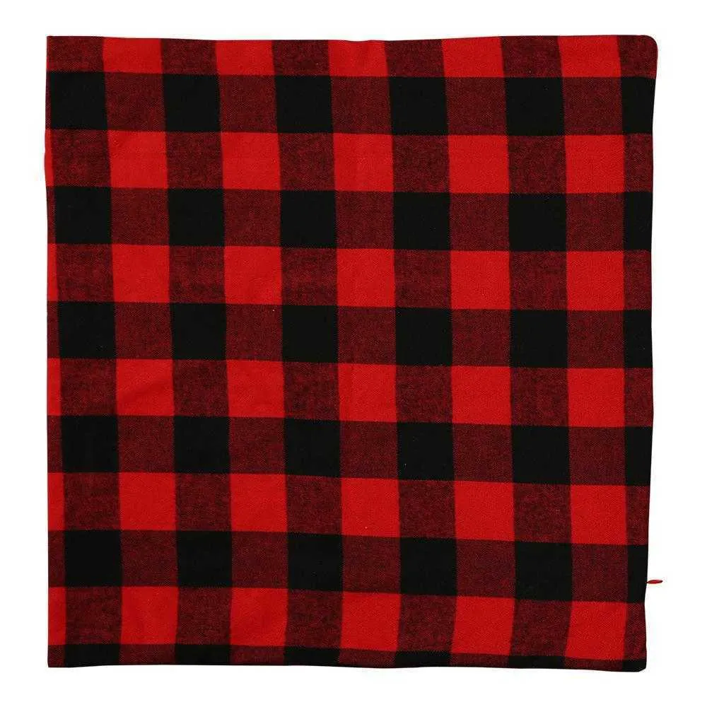 Christmas Buffalo Check Plaid Throw Cowers Covers Cushion Cashion for Farmhouse Home Decor Red and Black 18 pouces