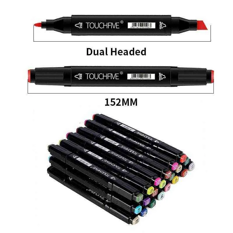 30/40/60/80/168 Cores marcadores mangá esboçar álcool feltro dual pincel caneta arte material de escola de desenho 211104