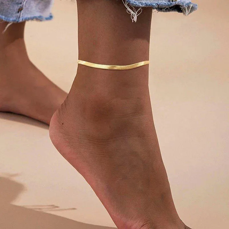Anklets ormkedja för kvinnor rostfritt stål bohemsk ankelarmband 2021 Trend Foot Beach Jewerly Accessories MUJER2745