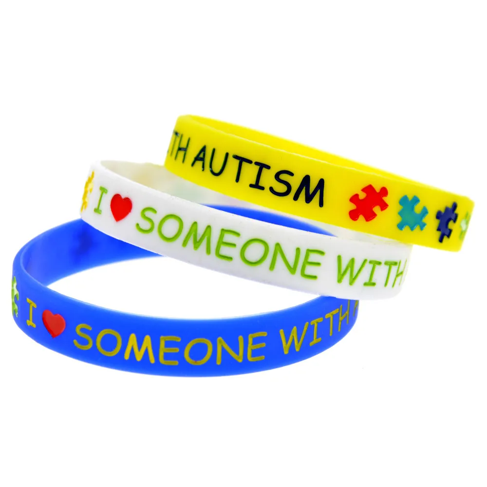 OBH 50 pezzi Bracciale in gomma siliconica I Love Someone Autism con puzzle