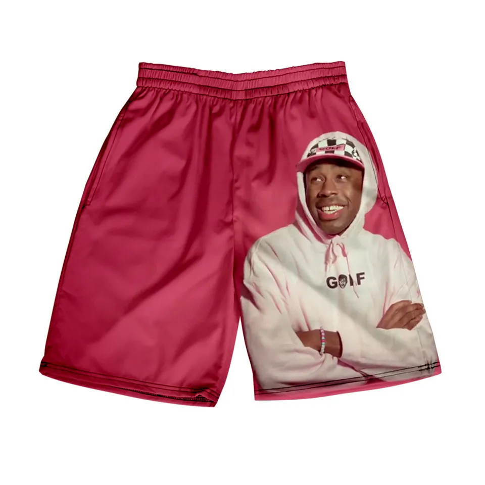 High New Novelty high Men Comfortable Tyler The Creator Golf Fire Flame Skateboard Streetwear Casual Shorts Pants C0222