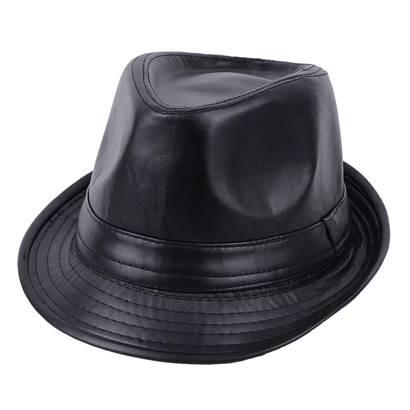 2021 Steg in i hösten och vintern ny pu läderhatt Ljus board mode brittiska enkla retro mössa mens fedora hatt mode5583599