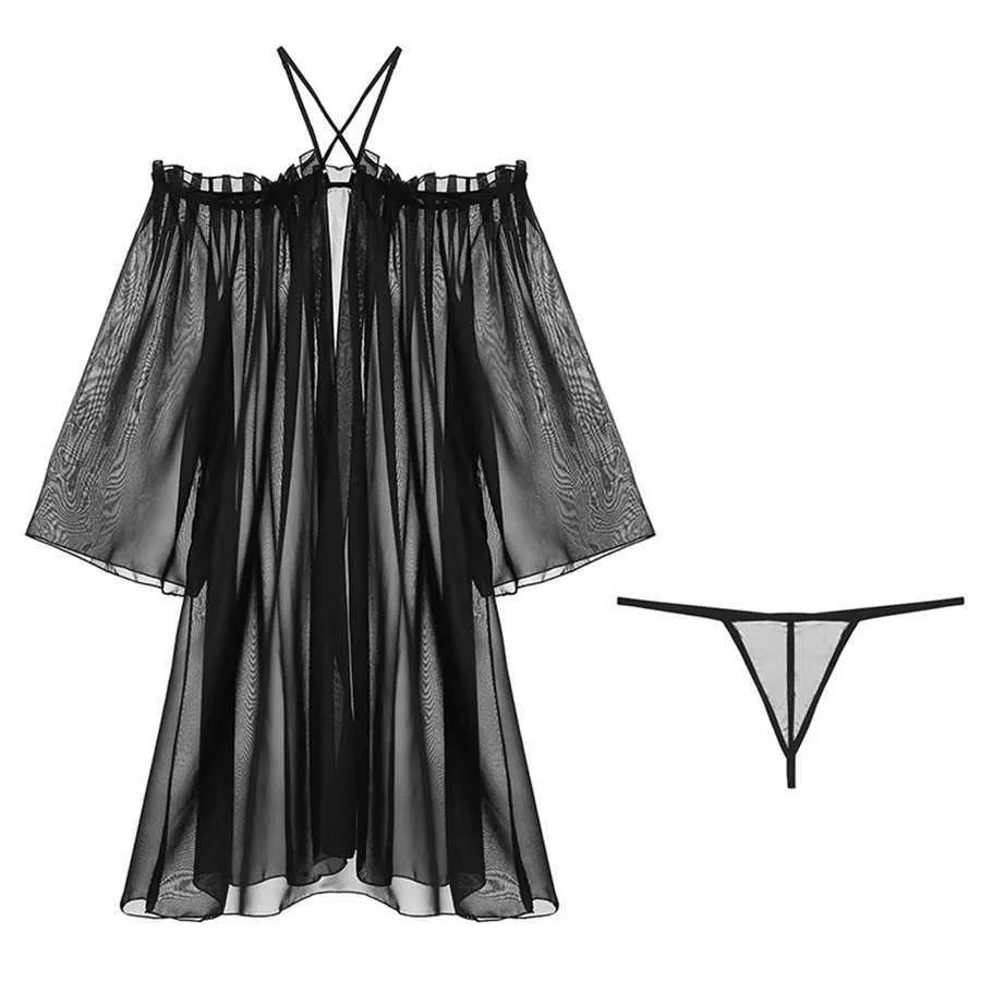 Ladies Long Gowns Black Lingerie Porno Womens Clothing Deep V-neck Dress See Though Sexy Sleepwear Nightgown Night 210924
