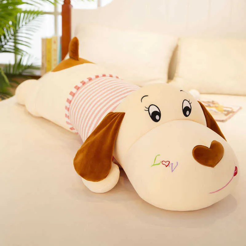 50-100cm casal de corpo macio listrado grande cão boneca casa decoração sofá travesseiro crianças menina feriado presente brinquedos wj052 210728