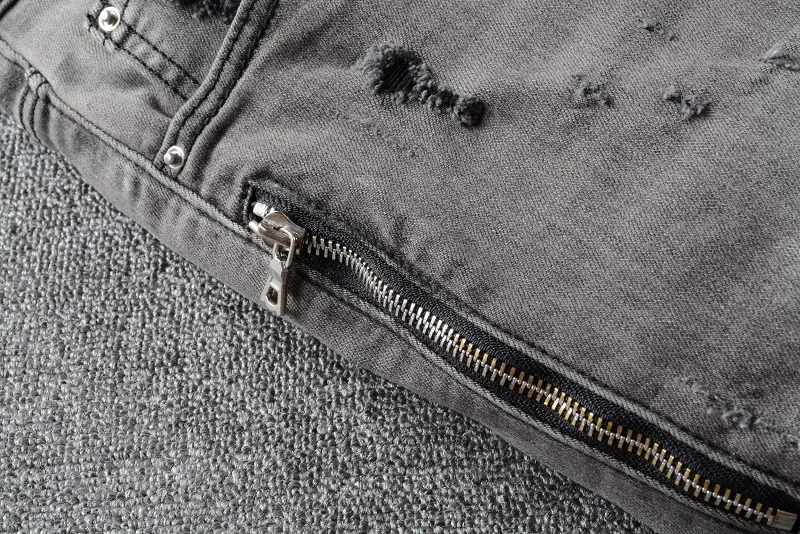 Jeans pour hommes Cool déchiré trou maigre mince haute qualité Hip Hop Denim pantalon mode pantalons gris Design de mode