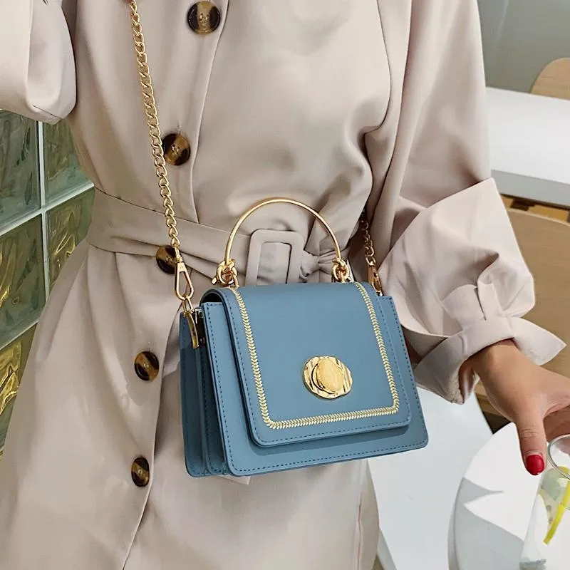 Cross Body Элегантная женская металлическая кольца сумка 2021 Летнее качество кожа кожа Pu Женская дизайнерская дизайнерская сумочка