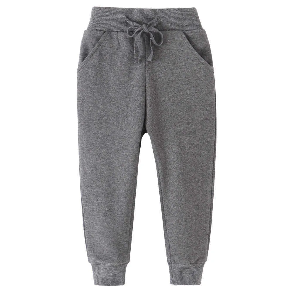 Hoppmätare Pojkar Flickor Sweatpants För Höst Spirg Full Längd Babybyxor Byxor Plain Toddler 210529