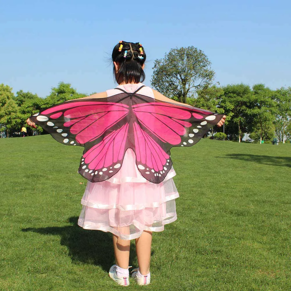 バタフライウィング子供のためのマスクハロウィーンコスチュームと子供のためのハロウィーンコスチュームの翼の翼衣装Q0910