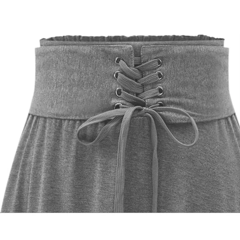 ZOGAA High Waist Bandage Pleated Long Skirts Womens Elastic Waist Plus Size Aline Skirts Hip Slim Long Loose Cotton Skirts 210311