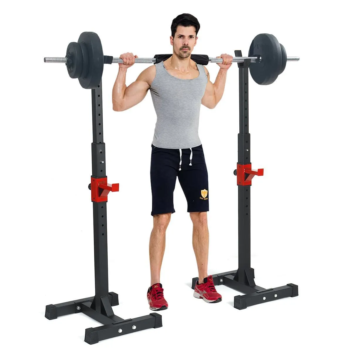 Steel Weight Lifting Dumbbell Bar Adjustable Squat Rack Exercise Stands Gym Fitness Workout Barbell Racks Multi-Function Station Bench Press Stand Sport Equipment