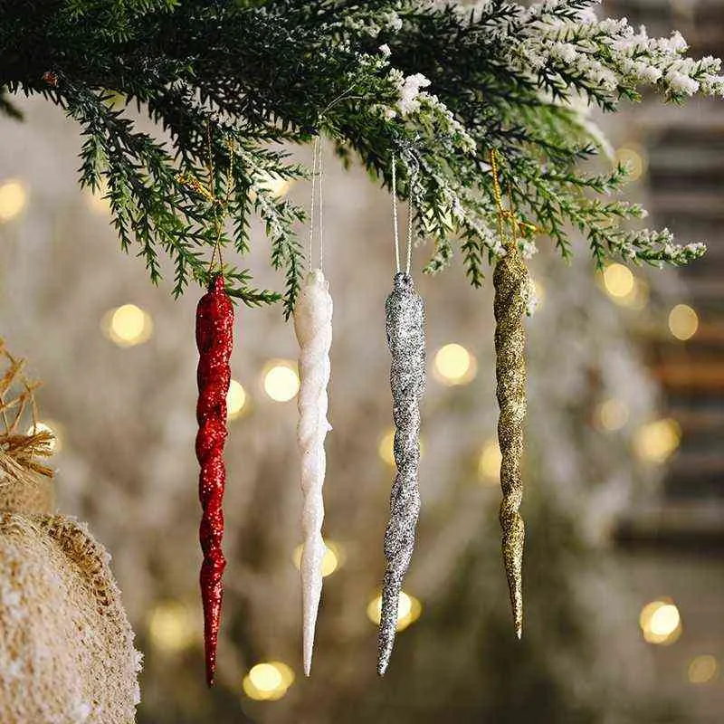 5 pz Natale Trasparente Ghiacciolo Ciondolo Albero Di Natale Decorazioni Di Natale La Casa Felice Anno Natale Navidad 2022 211104
