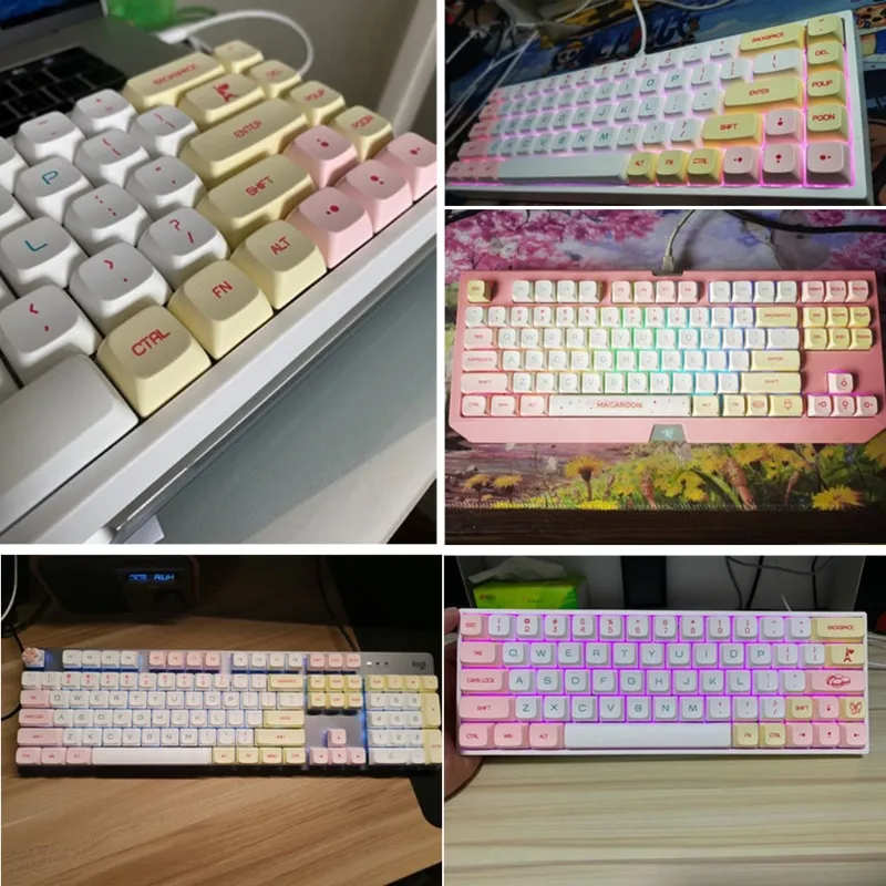 146 Keys XDA Perfil PBT Macaron Keycaps Sublimação KeyChron GH60 GK61 Cherry MX Teclado Mecânico Keycap